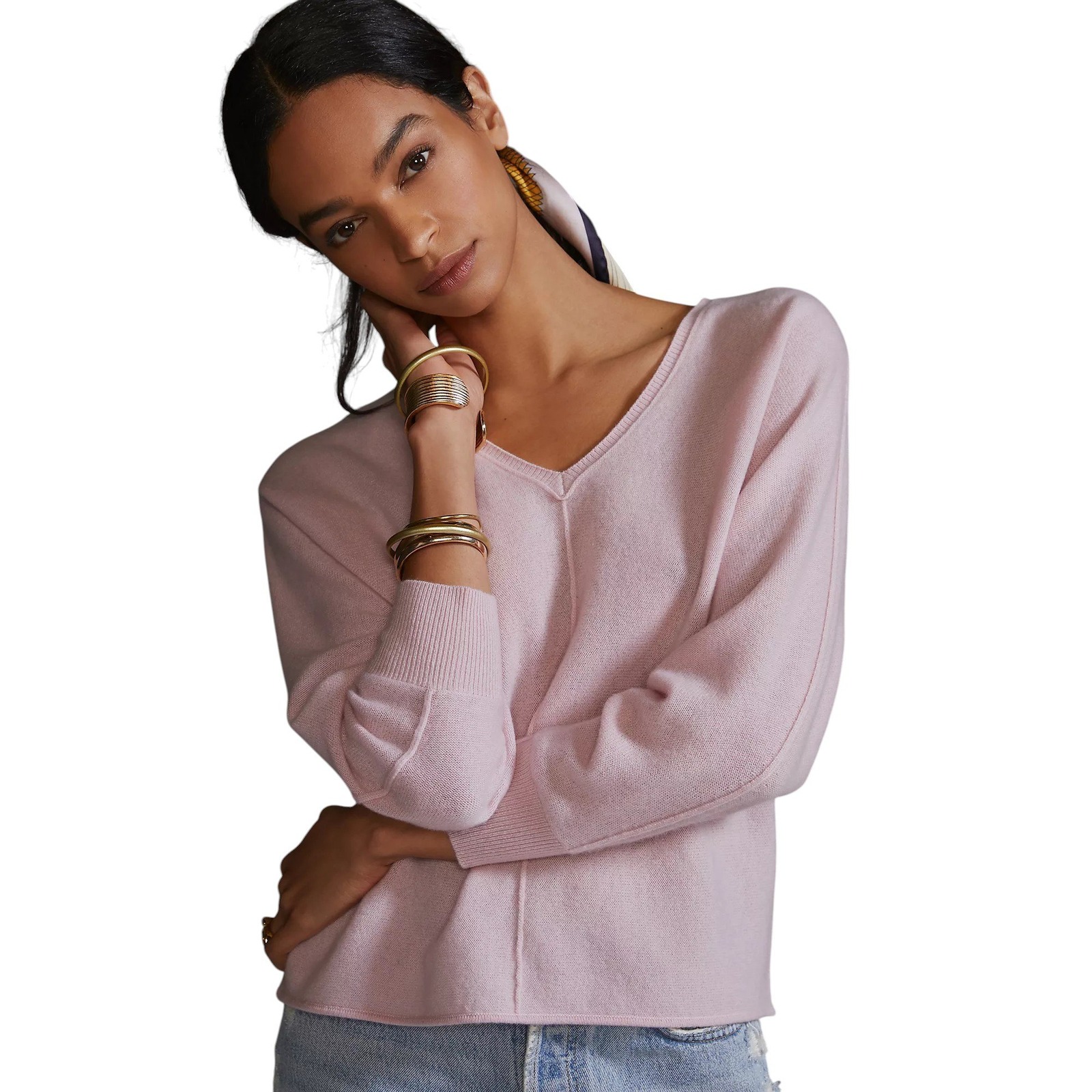 Pilcro Anthropologie 100% Cashmere Sweater Pink Open Back Soft Quiet Luxury M